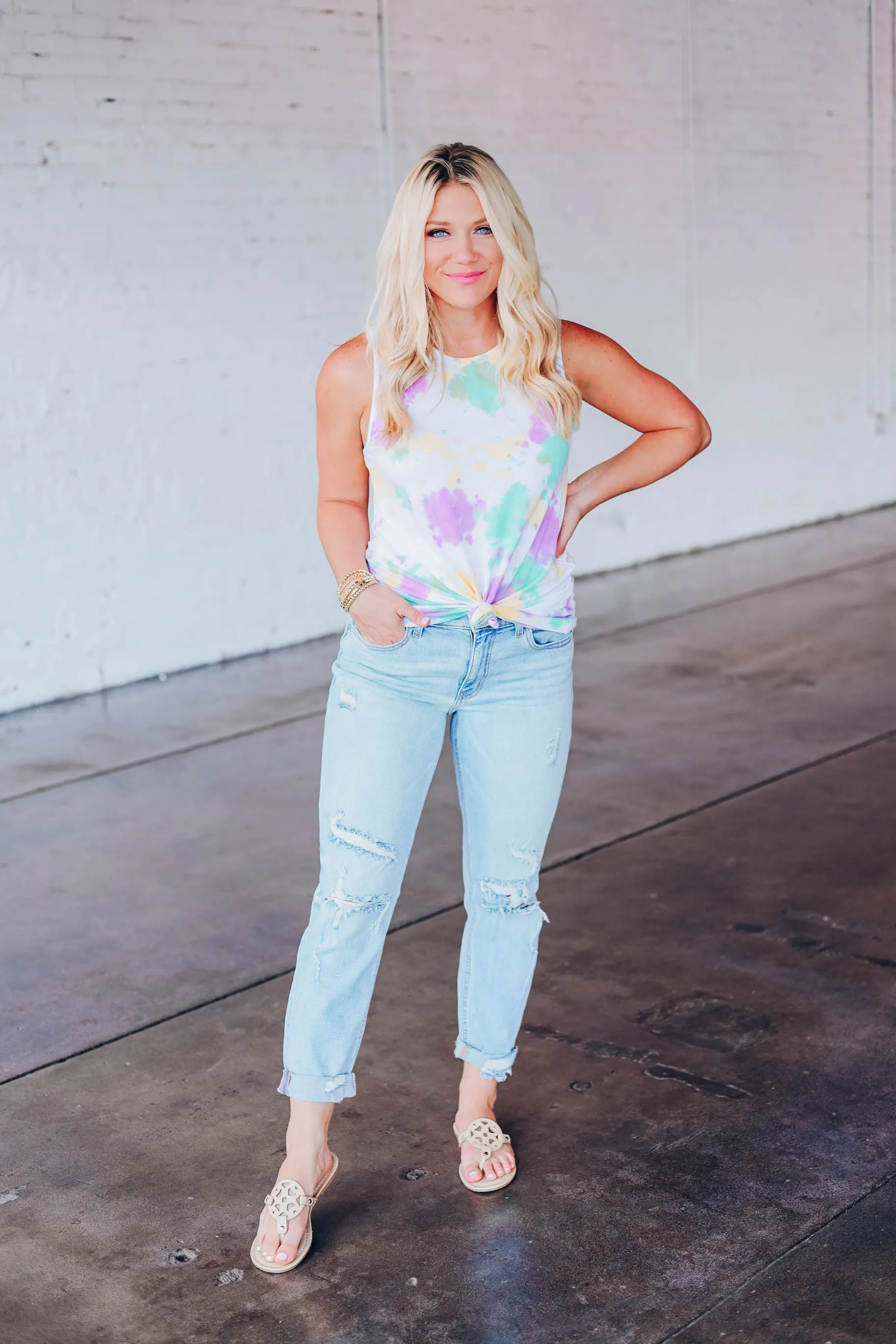 Feelin' Spritzy Tie Dye Tank - Purple/Green