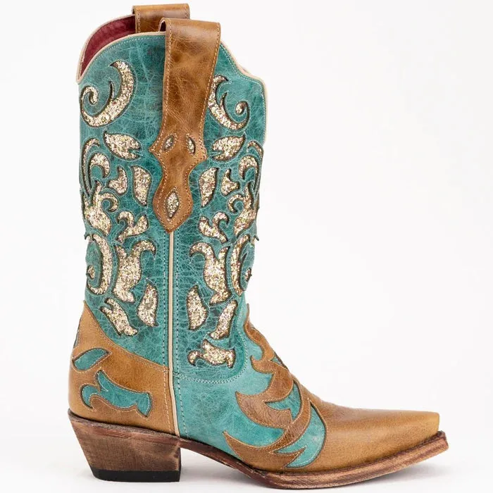 Ferrini Women's Glitz Snip Toe Boots Handcrafted - Antique Saddle 8306115