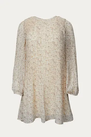 FLORAL-PRINT CHIFFON TUNIC MINI DRESS