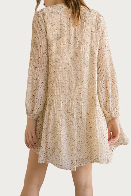 FLORAL-PRINT CHIFFON TUNIC MINI DRESS