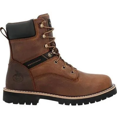 Georgia Men's Core 37 8" Steel Toe Waterproof Lace-Up Work Boot- Brown- GB00674