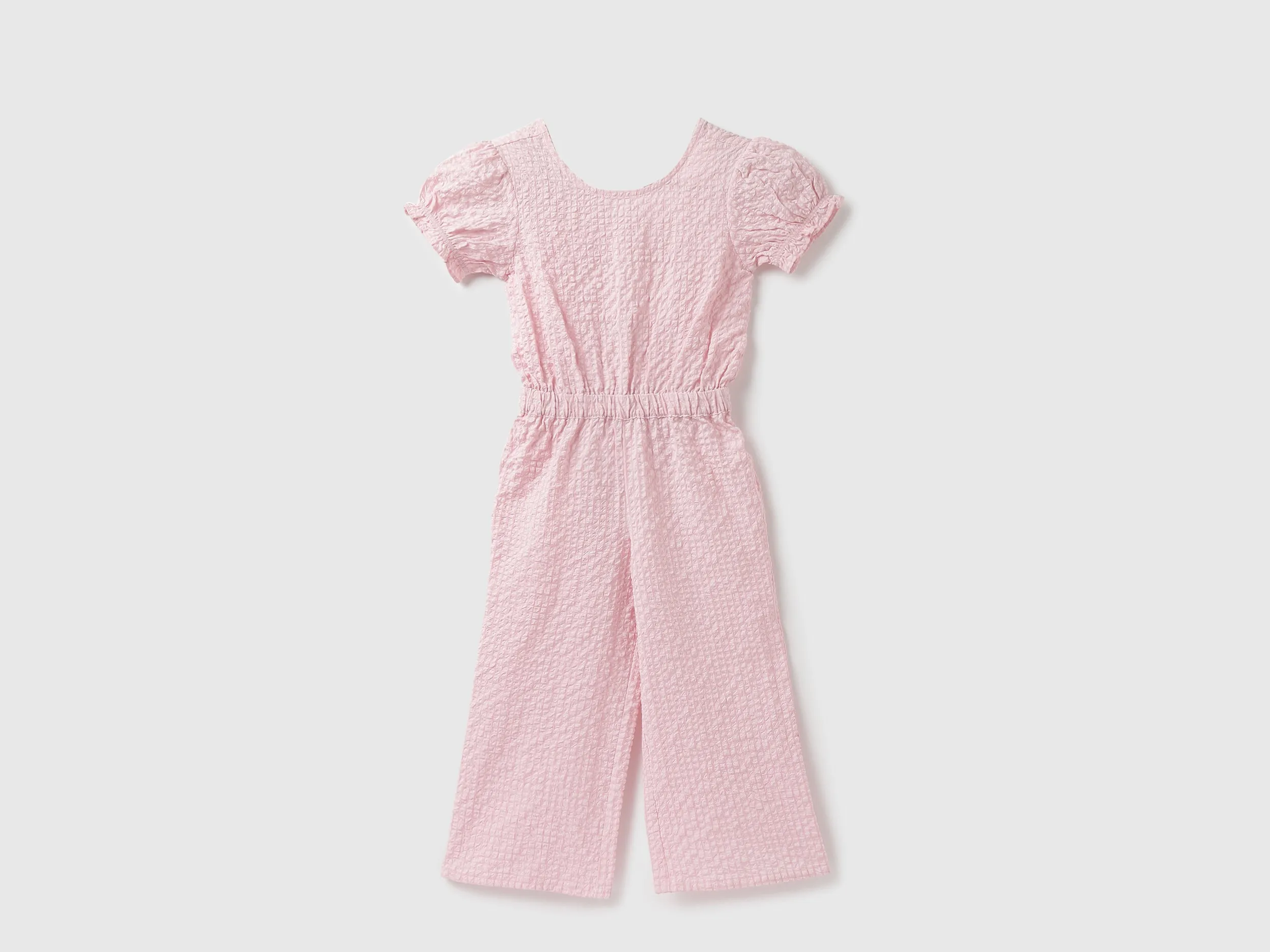 Girls Checked Round Neck Jumpsuit