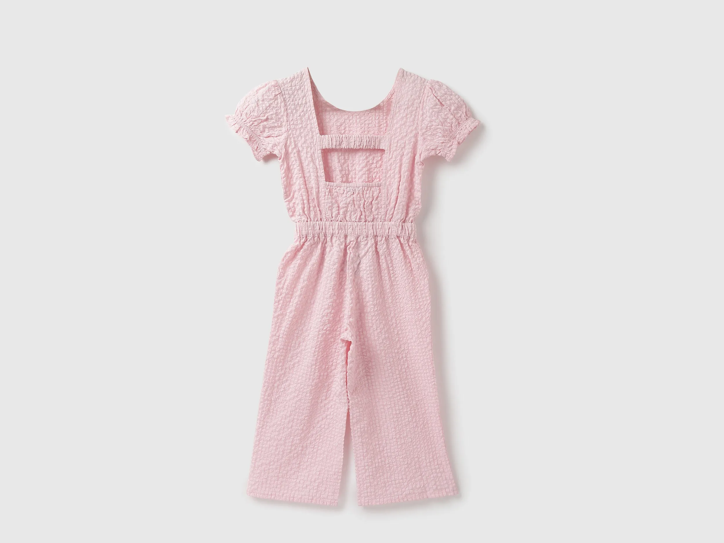 Girls Checked Round Neck Jumpsuit