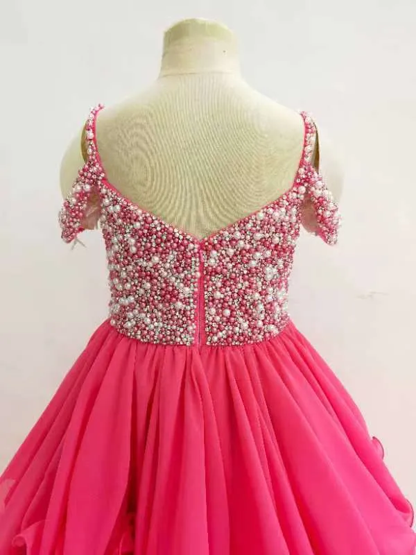 Gorgeous Couture Chiffon Fuchsia Long Pageant Gown