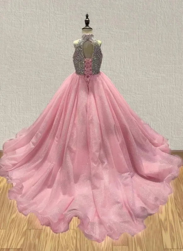 Gorgeous Pink Youth Formal Dress with Sparkly Bodice