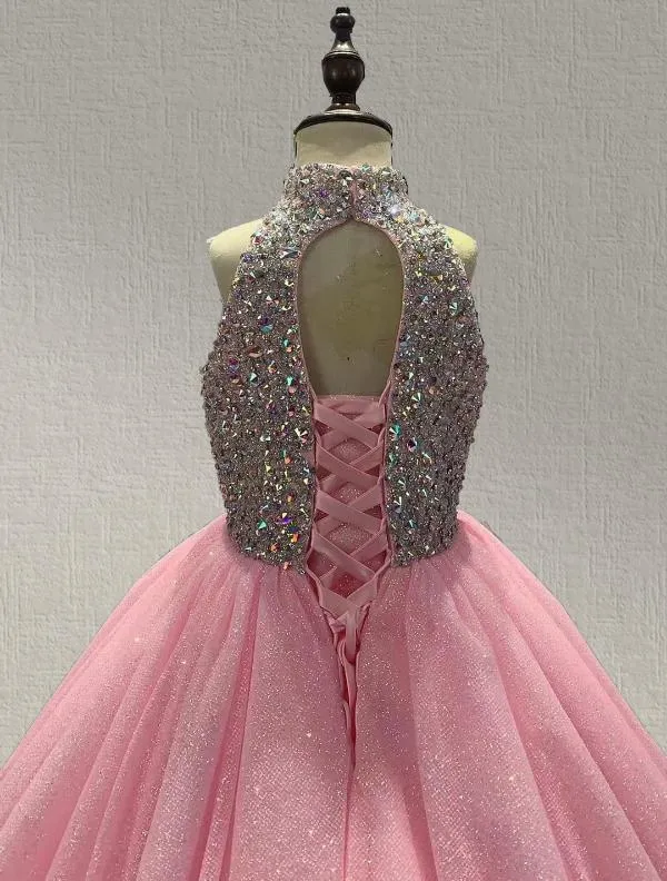 Gorgeous Pink Youth Formal Dress with Sparkly Bodice