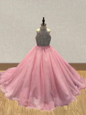 Gorgeous Pink Youth Formal Dress with Sparkly Bodice
