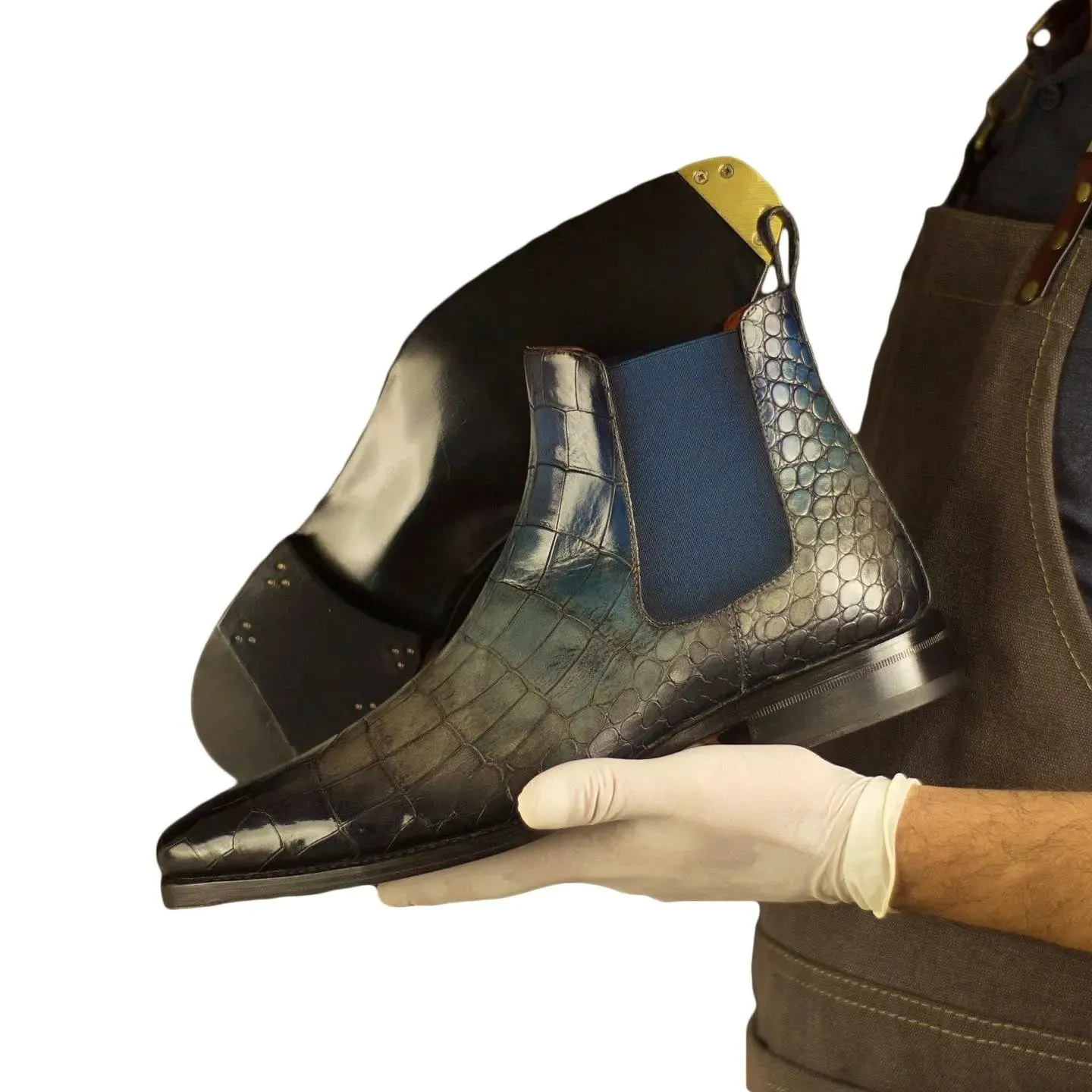 Grey Croc Patina Leather Haskovo Chelsea Boots - Boots