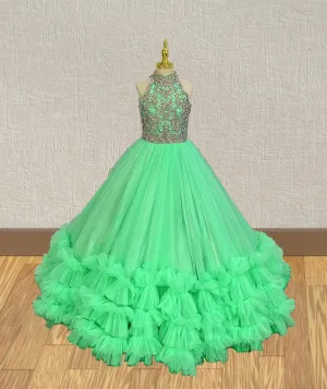 Halter Beaded Bodice Stunning Prom Couture for Kids