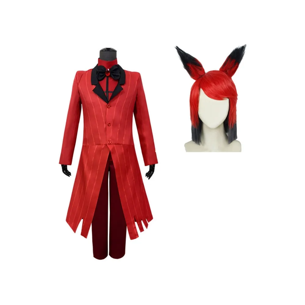 Hazbin Hotel Demon Alastor TV Character Red Suit Cosplay Costume Outfits