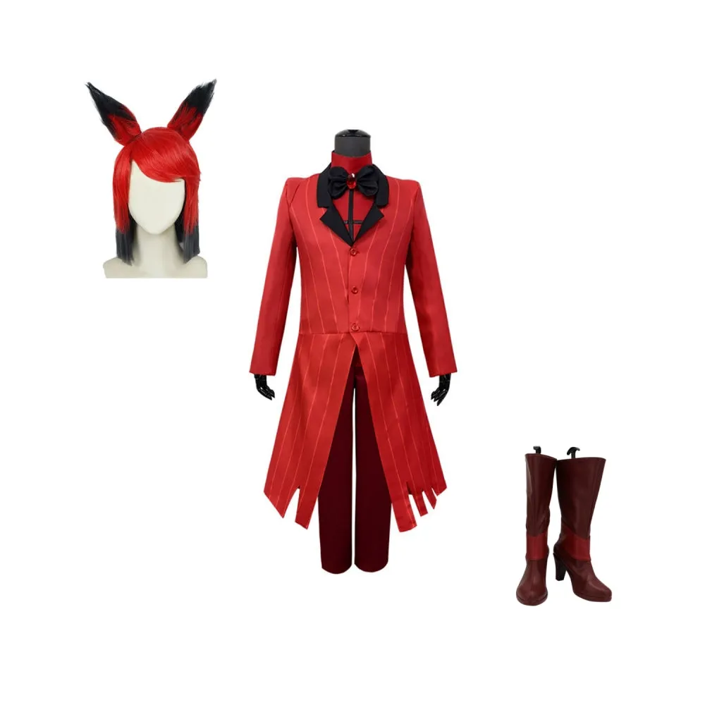 Hazbin Hotel Demon Alastor TV Character Red Suit Cosplay Costume Outfits