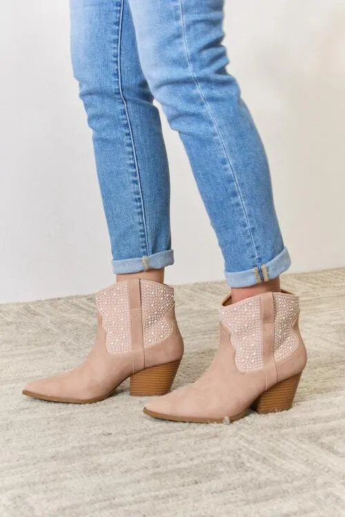 Hazel Blues® |  East Lion Corp Rhinestone Ankle Cowgirl Booties