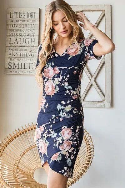 Hazel Blues® | Heimish Ruched Floral Mini Dress