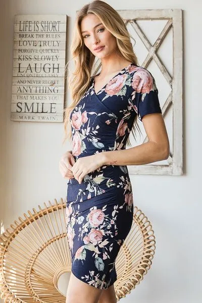 Hazel Blues® | Heimish Ruched Floral Mini Dress