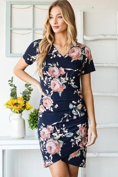 Hazel Blues® | Heimish Ruched Floral Mini Dress
