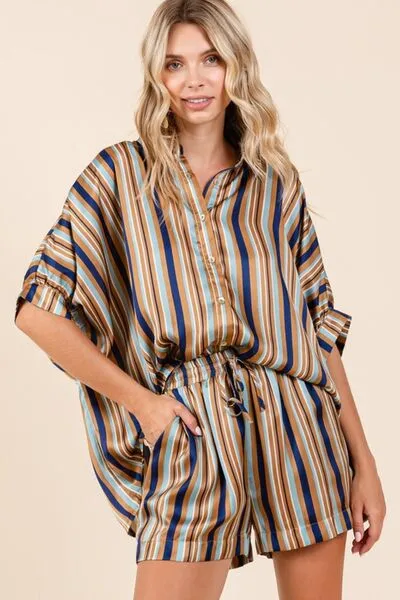 Hazel Blues® |  Mittoshop Drawstring Striped Satin Shorts