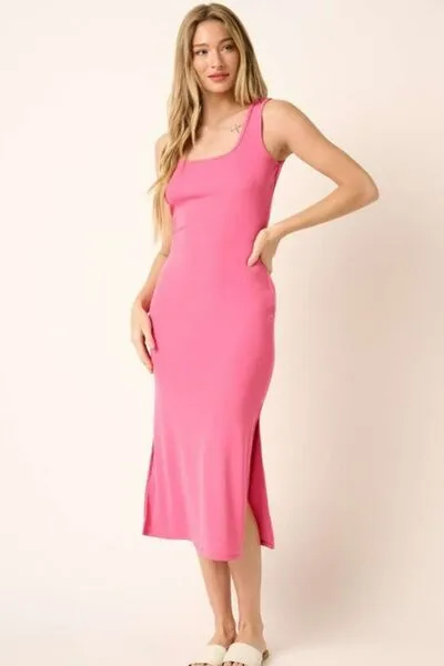 Hazel Blues® |  Mittoshop Side Slit Wide Strap Midi Tank Dress