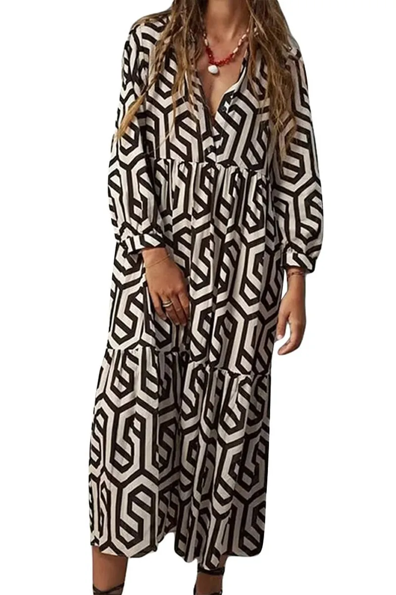 HBR1233 Geometric Shirt Dress Top