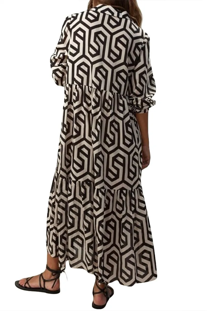 HBR1233 Geometric Shirt Dress Top