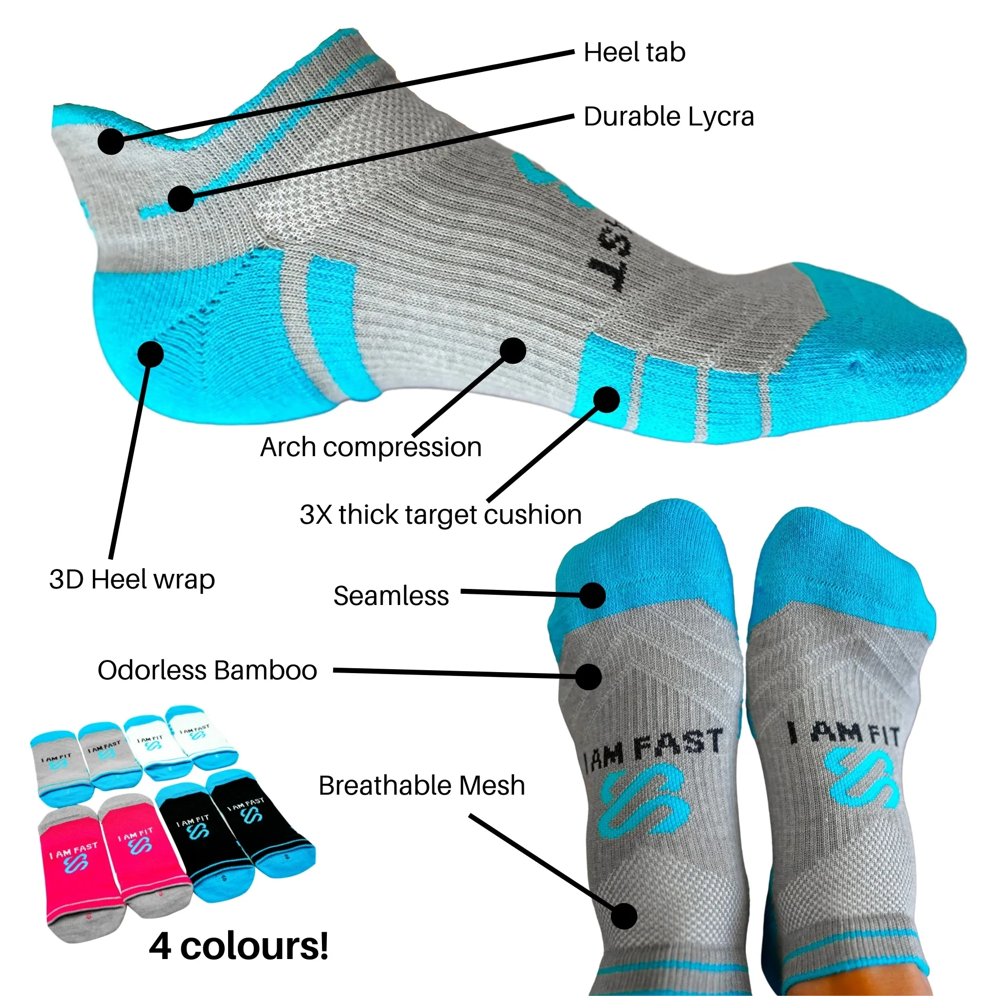 I Am Fit, I am Fast - Bamboo Sports Socks