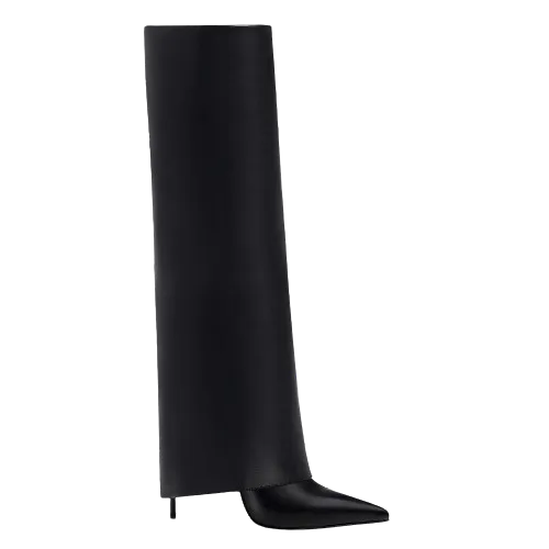 Identità Black Leather High Heel Boots UK 4