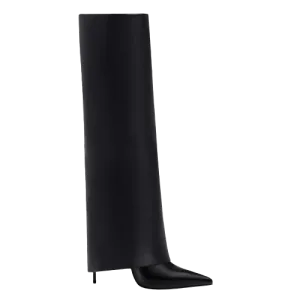 Identità Black Leather High Heel Boots UK 4