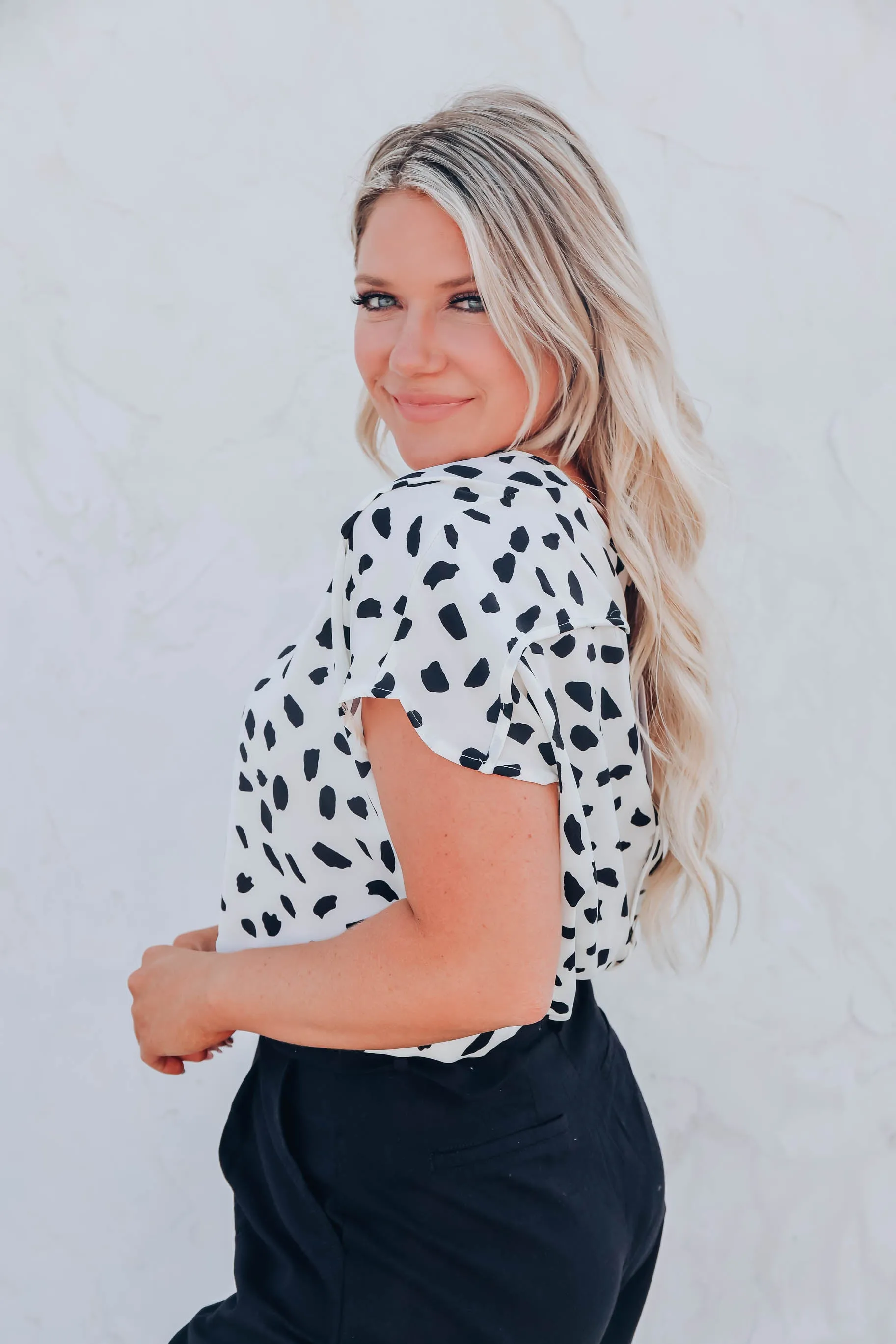 Ivory Chiffon Dot Blouse