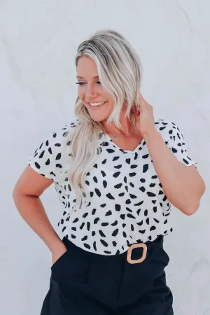 Ivory Chiffon Dot Blouse