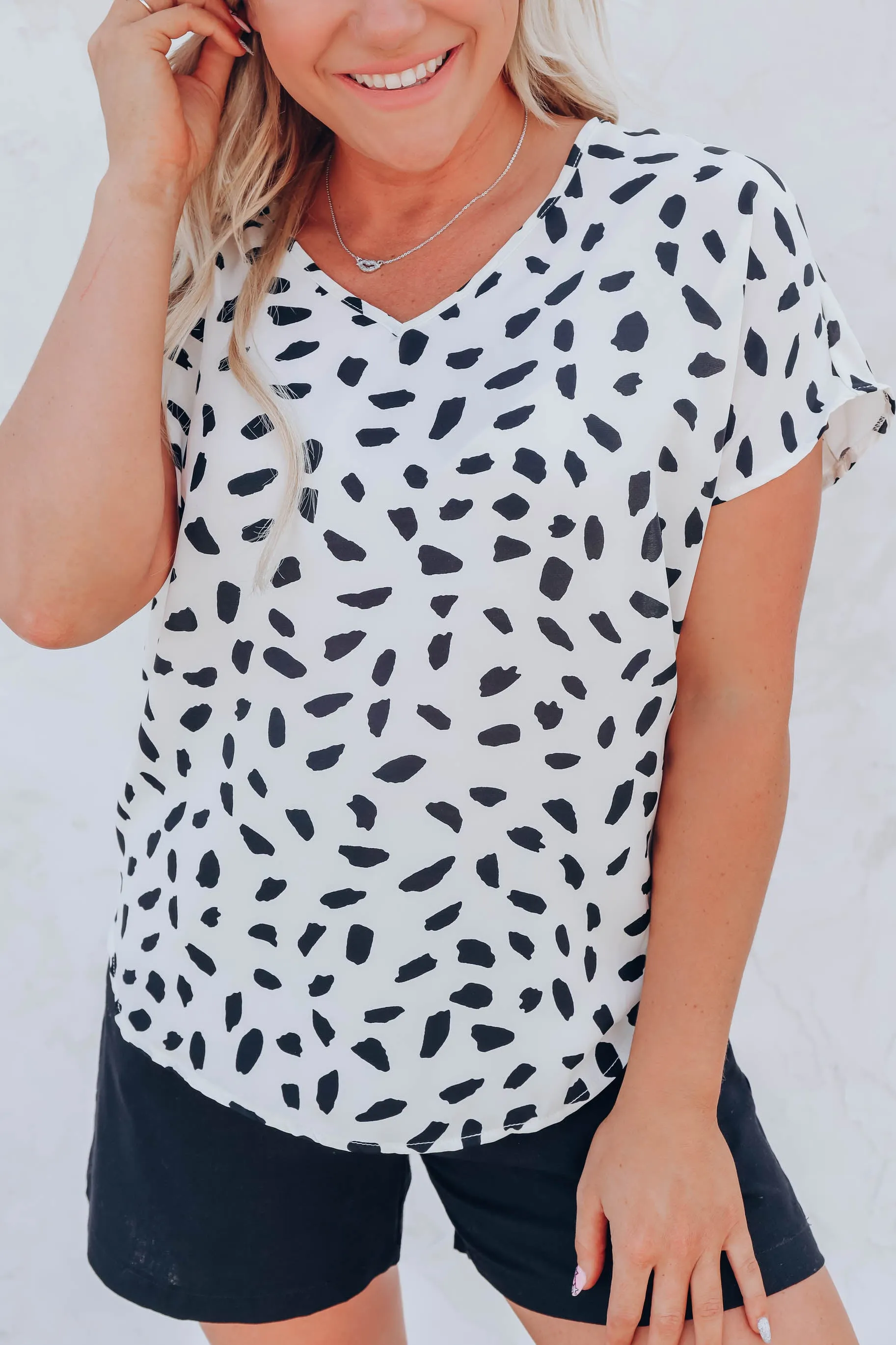 Ivory Chiffon Dot Blouse