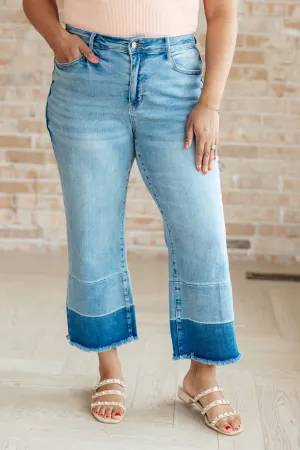 Judy Blue High-Rise Wide Leg Crop Jeans with Released Hem in Medium Wash