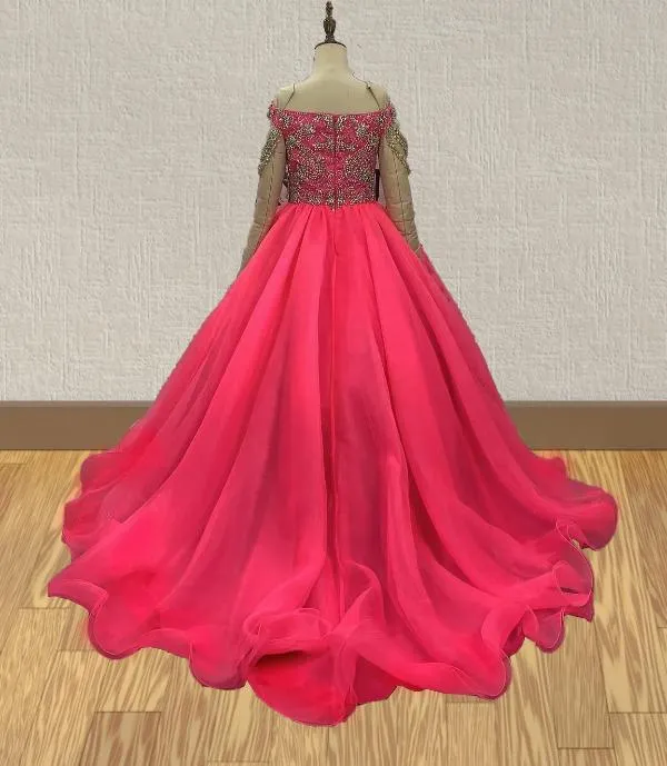 Junior Miss Fuchsia Pageant Dress with Glitz Bodice