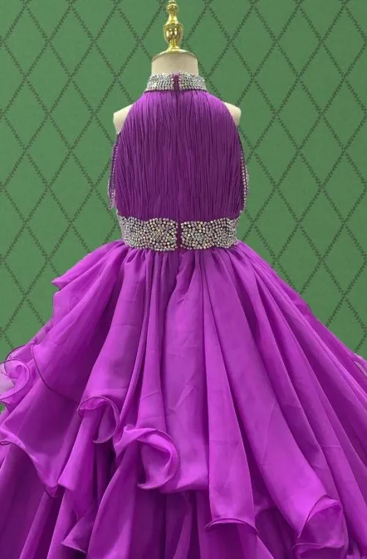Junior Miss Purple Prom Couture with Layered Skirt