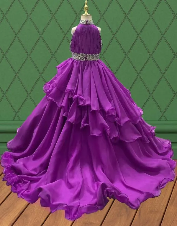 Junior Miss Purple Prom Couture with Layered Skirt
