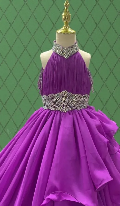 Junior Miss Purple Prom Couture with Layered Skirt