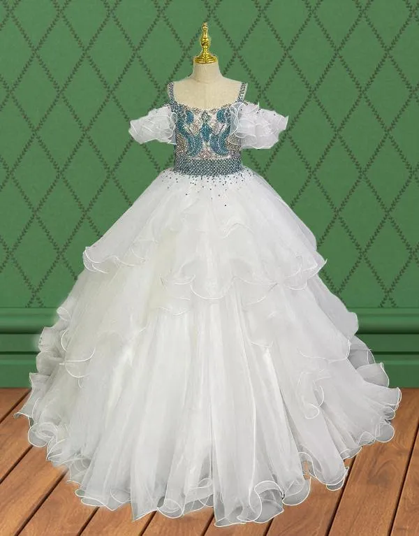 Junior Miss Stunning Pageant Dress with Multi-layer Skirt