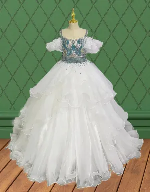 Junior Miss Stunning Pageant Dress with Multi-layer Skirt