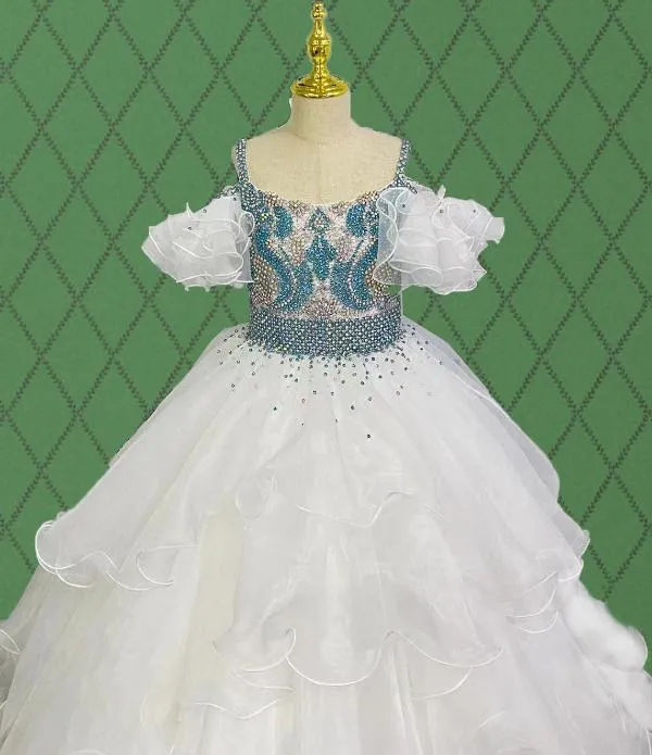 Junior Miss Stunning Pageant Dress with Multi-layer Skirt