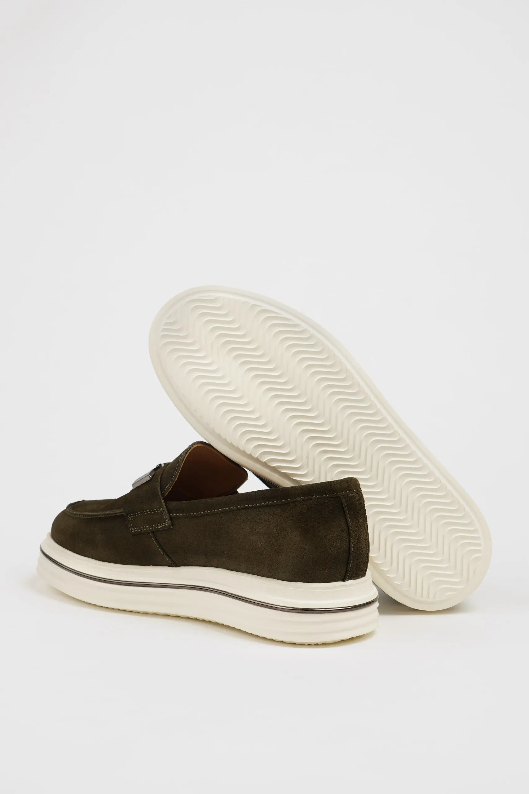 Khaki Suede Buckle Slip-on