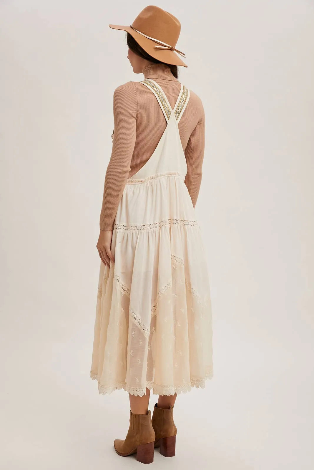 Lace Embroidered Bib Dress