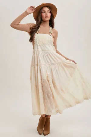 Lace Embroidered Bib Dress