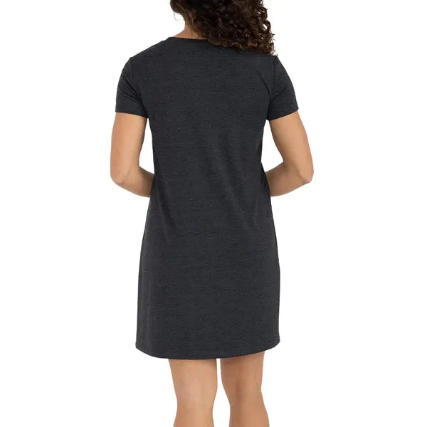 LADIES FREE FLY BAMBOO FLEX POCKET DRESS - HEATHER BLACK