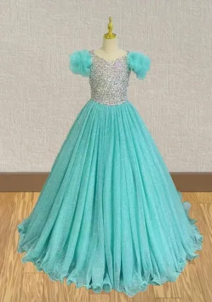 LIttle Child Mint Pageant Gown with Glitz Bodice