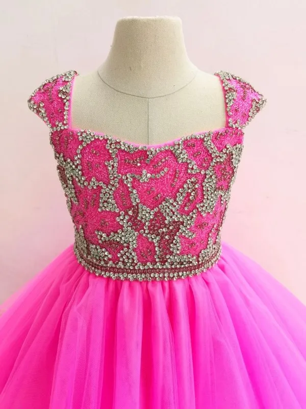 Little Girls Ball Gown with Sparkly Beaded Bodice