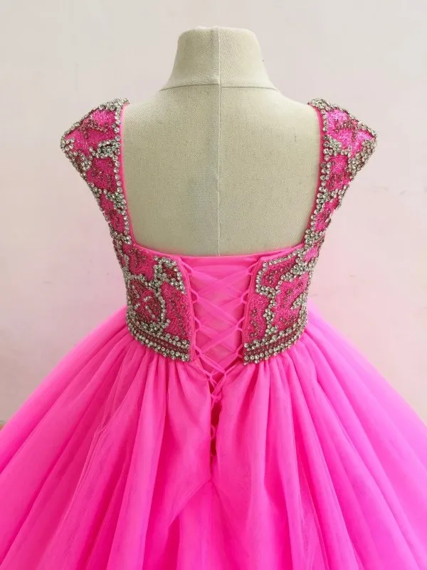Little Girls Ball Gown with Sparkly Beaded Bodice