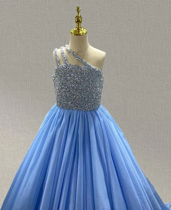 Little Girls Elegant Pageant Dress with Sparkly Bodice