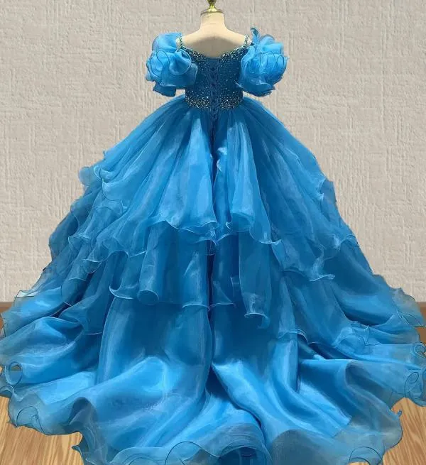 Little Girls Glitz Evening Gown With Layered Skirt