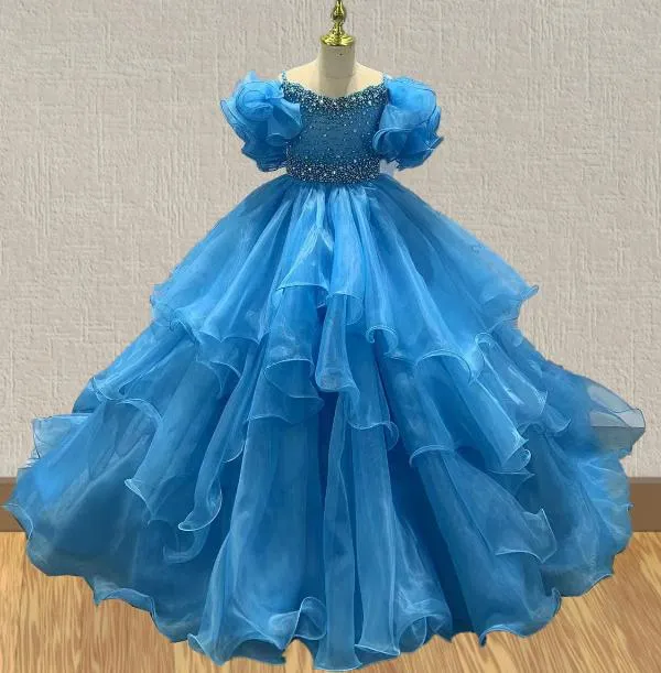 Little Girls Glitz Evening Gown With Layered Skirt