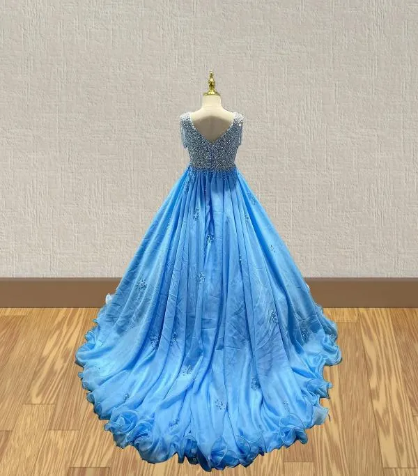 Little Girls Glitz Long Pageant Dress with Long Train