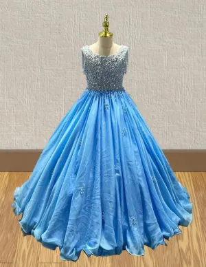 Little Girls Glitz Long Pageant Dress with Long Train