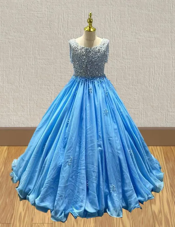Little Girls Glitz Long Pageant Dress with Long Train